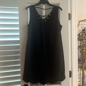 Crown and Ivy Navy Scalloped Hem Dress